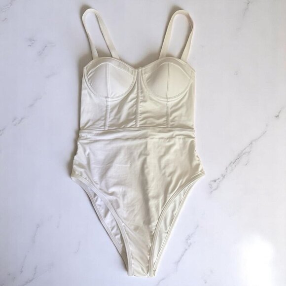 Ninety Third Avenue White Bustier One-Piece Swimsuit Swimwear S NWOT - Picture 1 of 2